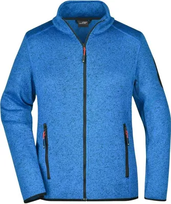 Produktbild von Modische Strickfleece Jacke mit Stehkragen royal-melange/red, Gr. XXL