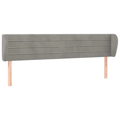 Image de vidaXL Tête de lit avec oreilles gris clair 203x23x78/88 cm velours