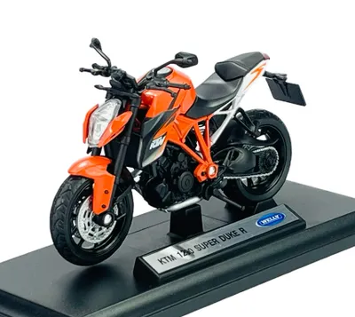 Image de Welly KTM 1290 SUPER DUKE R, échelle 1:18, 12 cm. Moto neuve dans sa boîte. Modèle en métal. Référence : 12837