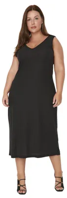 Immagine prodotto di Abito da donna Trendyol, taglie forti, lunghezza midi, taglio a trapezio, vestibilità ampia, tessuto lavorato, taglie forti, colore nero