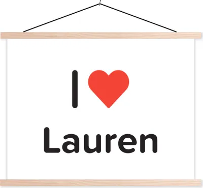 Produktbild von MuchoWow® Textilposter Ich liebe - Lauren - Mädchen 150x113 cm mit holzfarbenen Rahmen - Poster