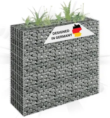 Produktbild von DELUKE® Gabionen Hochbeet ROON aus Stahl | 90x30x90cm | Steinkorb Gabionengitter Ziergabione Steingabione Drahtkorb befüllbar