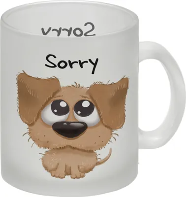 Produktbild von Hund Glas Tasse mit Spruch Sorry