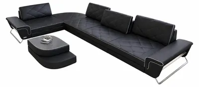 Produktbild von Sofa Dreams Ecksofa Rotello aus Leder mit LED-Beleuchtung, Schlaffunktion und Ablagen, 4,56 m breit, 0,89 m hoch