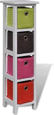 Image de Armoire de rangement avec paniers multicolores Bois de paulownia