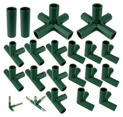 Produktbild von 20 Stück Verbindungsstücke für Gewächshausrahmen, Eckverbinder für Gartenrahmen, für Gartenregale (3-, 4-, 5-Wege, 16 mm)