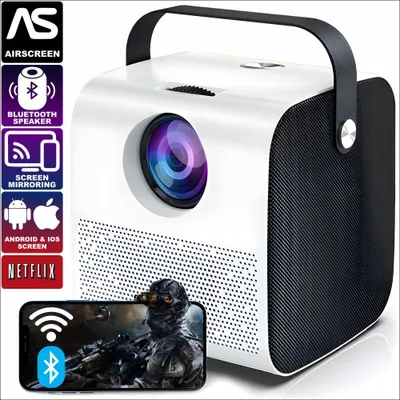 Obrázek produktu pro Přenosný mini videoprojektor, WLAN, Bluetooth, HDMI, rozlišení 1280 x 720p HD, 4000 lumenů, zrcadlení pro Android/IOS