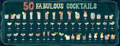 Produktbild von vianmo Holzschild 10x27 cm 50 Fabulous Cocktails Drinks Essen Trinken