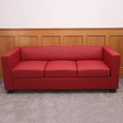 Obrázok produktu pre 3-miestna pohovka lounge sofa Lille ~ Imitácia kože, červená