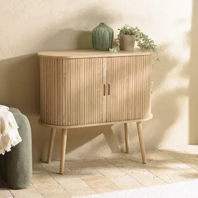 Image de AGATHE - Buffet ovale 80x33cm en bois couleur naturelle