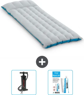 Produktbild von Intex Campingmatte – 1 Person – 67 x 184 x 17 cm – Blau – im Lieferumfang enthalten Pumpe en Reperaturset