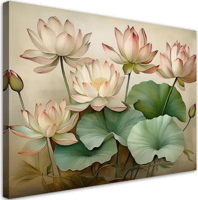 Produktbild von Leinwandbild Lilienpflanzenblätter 120x80 Feeby Beige bild für die wand bereit zum aufhängen