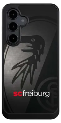 Produktbild von NIVOCASE Hülle für Samsung Galaxy S24 FE 5G  Handyhülle NIVOcore Case Schwarz Metallic Look Offizielles Lizenzprodukt SC Freiburg