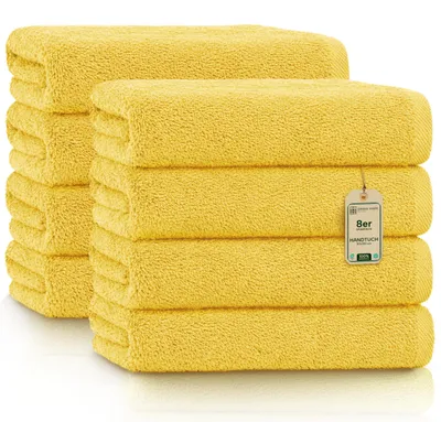 Productafbeelding van NatureMark Handdoeken - Set van 8 stuks – 100% katoen, zacht en absorberend, premium kwaliteit voor badkamer, spa en fitness, 50 x 100 cm, geel