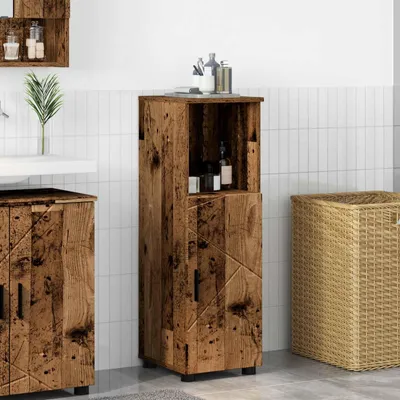 Immagine prodotto di Maison Exclusive - Mobiletto da bagno in legno massello, 30 x 35 x 95 cm, realizzato in legno composito e metallo