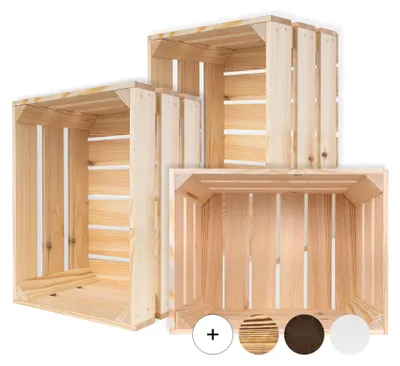 Productafbeelding van Creative Deco 3 x Natuurlijke Houten Kist, 40 x 30 x 23 cm