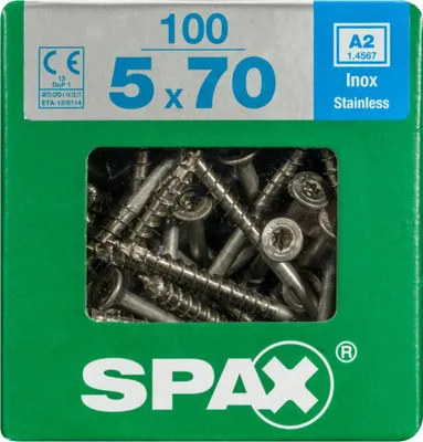 Produktbild von SPAX 4197000500706, Schraube, Edelstahl, Holz, Flachkopf, Torx, Edelstahl