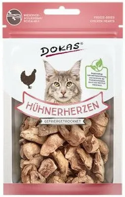 Produktbild von Dokas Cat Snack Hühnerherzen gefriergetr. 15g (6 Stück) | Huhn