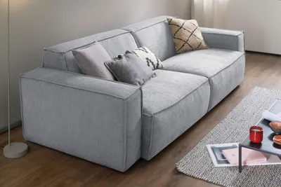 Produktbild von KAWOLA Sofa SAMU 2-Sitzer Stoff hellgrau