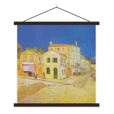 Produktbild von MuchoWow® Textilposter Das gelbe Haus - Vincent van Gogh 40x40 cm mit schwarzem Rahmen - Fotos