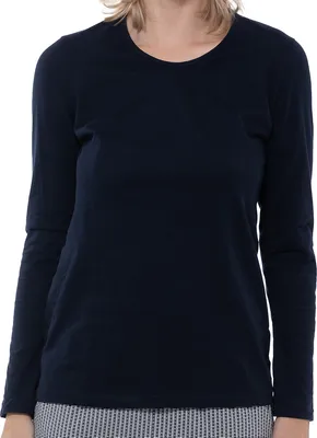 Produktbild von Ammann Mix & Match - Baumwolle Schlafanzug Shirt Langarm Bequemes Shirt für entspannte Nächte und Tage, Klassischer Rundhals-Ausschnitt für zeitloses Design, Ideal für Kombinationen mit passenden Hosen
