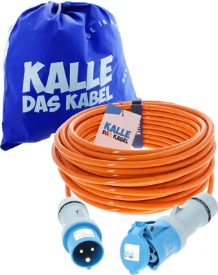 Produktbild von KALLE DAS KABEL CEE PUR Verlängerungskabel H07BQ-F 3G 2,5 mm² 25 Meter 230V 16A Signalfarbe ORANGE IP44 Stromkabel Polyurethankabel Campingkabel Campingverlängerung CEE-Kabel