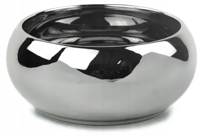 Immagine prodotto di Vaso da fiori in Vetroceramica, forma rotonda, Ø 14 cm, color argento lucido, vaso decorativo per interni