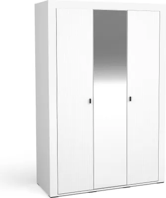 Produktbild von Kleiderschrank Mossa Mo2 Schrank 137X206X56 Cm 3 Türiger Mit Spiegel Weiß