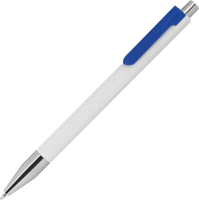 Produktbild von 10 Kugelschreiber / Farbe: weiß mit blauen Clip