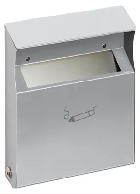 Produktbild von Eckiger Wandascher mit Einwurfblende | 2 Liter, HxBxT 30x23x6cm |Verzinkter Stahl | Silber