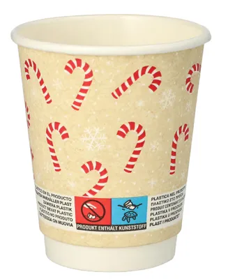 Produktbild von PAPSTAR Papp-Trinkbecher "Candy Canes" 0,2 l
