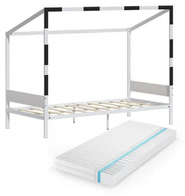 Obrázok produktu pre Detská posteľ Vitalispa Goal biely/čierna 90x200 s matracom, Model 62986