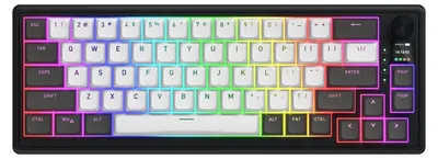 Zdjęcie produktu dla HATOR Skyfall Pro Wireless 65, Przewodowy i Bezprzewodowy, USB + RF Wireless + Bluetooth, Mechaniczna, QWERTY, RGB LED, Czarny, Szary