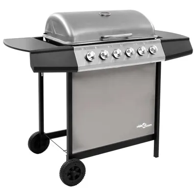 Image de Barbecue gril à gaz avec 6 brûleurs Noir et argenté