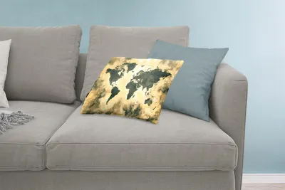 Produktbild von MuchoWow® Zierkissen Sofakissen Wohnzimmer Dekokissen 60x40 cm Weltkarte - Schwarz - Braun - Kopfkissen - Polster mit Foto