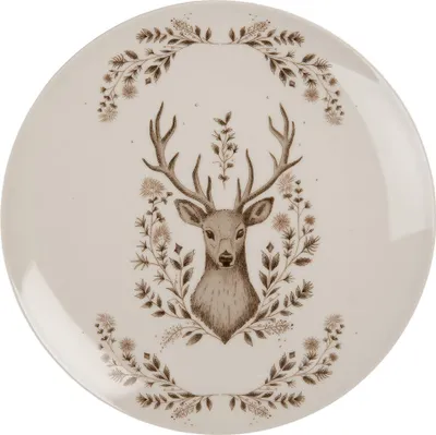 Immagine prodotto di Piatto da colazione Clayre & Eef Ø 20x2 cm Porcellana beige Cervo