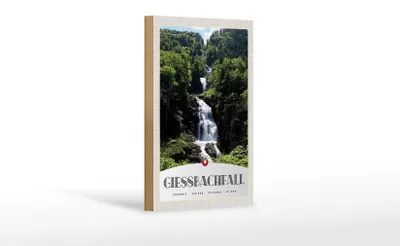 Produktbild von Holzschild Reise 12x18 cm Gießbachfall Wasserfall Gebirge Natur