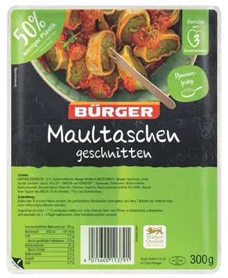 Produktbild von Bürger - Maultaschen geschnitten, 300 g Beutel