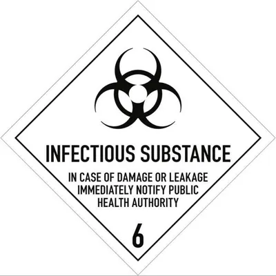 Produktbild von Gefahrzettel Klasse 6.2 Text INFECTIOUS..., Folie, 100x100 mm