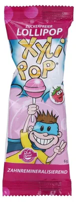 Zdjęcie produktu dla miradent XyliPOP Lolli lizak do pielęgnacji zębów truskawka, 6 g cukierków