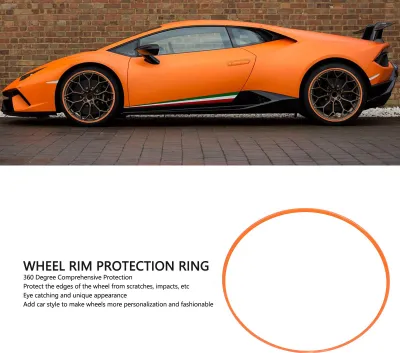 Image de 4 protections de jantes de 21 pouces, autocollantes, anti-rayures, en alliage d'aluminium, orange
