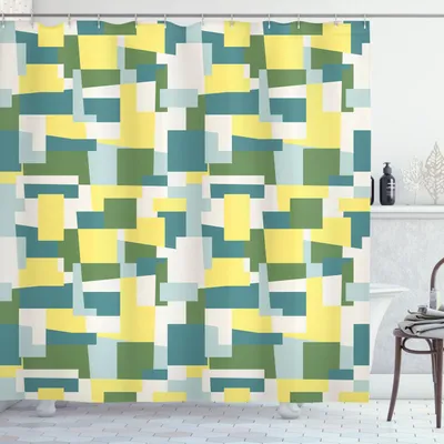 Produktbild von ABAKUHAUS Abstrakt Duschvorhang, Zeitgenössische Kunst Muster Pastellfarben-Formen, 175 x 200 cm, Mehrfarbig