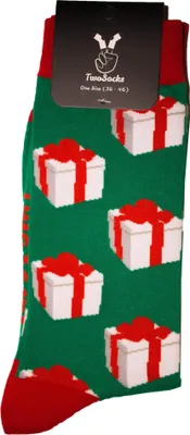 Produktbild von TwoSocks Weihnachtssocken Geschenk lustige Socken für Damen & Herren witzige Strümpfe als Geschenk, Baumwolle Einheitsgröße