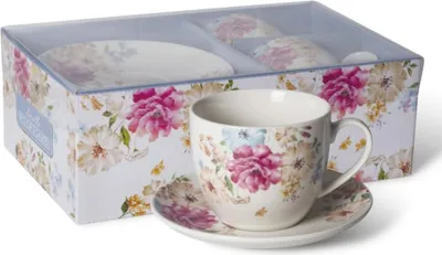 Obrázek produktu pro Livello Sada 2 Porcelánových Šálků S Podšálky 250 Ml / 14 Cm Květy