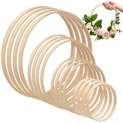 Holzringe zum Basteln, 16 Stück, 4 Größen 10–26 cm