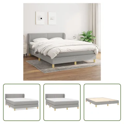 Produktbild von The Living Store Boxspringbett mit Matratze Hellgrau 140x190 cm Stoff