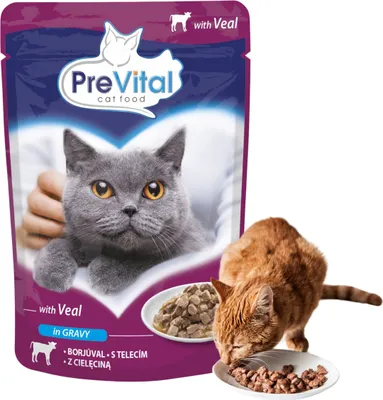 Zdjęcie produktu dla Karma Mokra Na Kota Prevital 100G Saszetka Z Sosikiem I Kawałkami Cielęciny