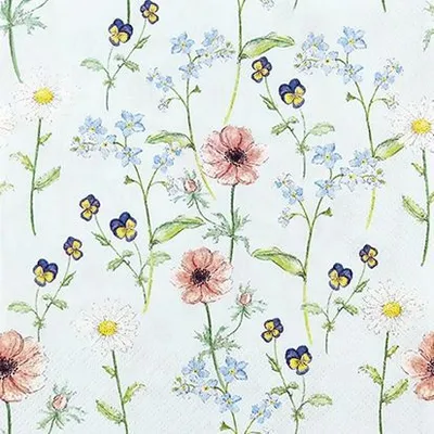 Produktbild von 20 kleine Cocktailservietten Little Garden - Blumengarten auf mint 25x25cm