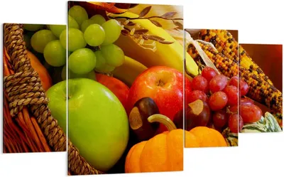 Produktbild von Bild auf Leinwand - Leinwandbild - Weidenkorb Obst Gemüse - 160x90cm - Wand Bild - Wanddeko - Leinwanddruck - Bilder - Kunstdruck - Wanddekoration - Leinwand bilder - Wandkunst - DL160x90-0406