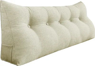 Immagine prodotto di Cuscino poggiatesta ergonomico in look lino, cuscino da lettura, cuscino a cuneo, cuscino per lo schienale, cuscino per il riposo, cuscino decorativo